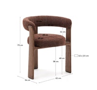 Chaise Oudi en Bois Massif et Tissu Texturé Vert Olive