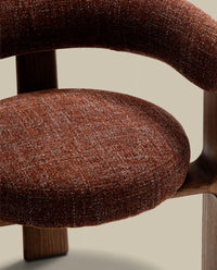 Chaise Oudi en Bois Massif et Tissu Texturé Vert Olive