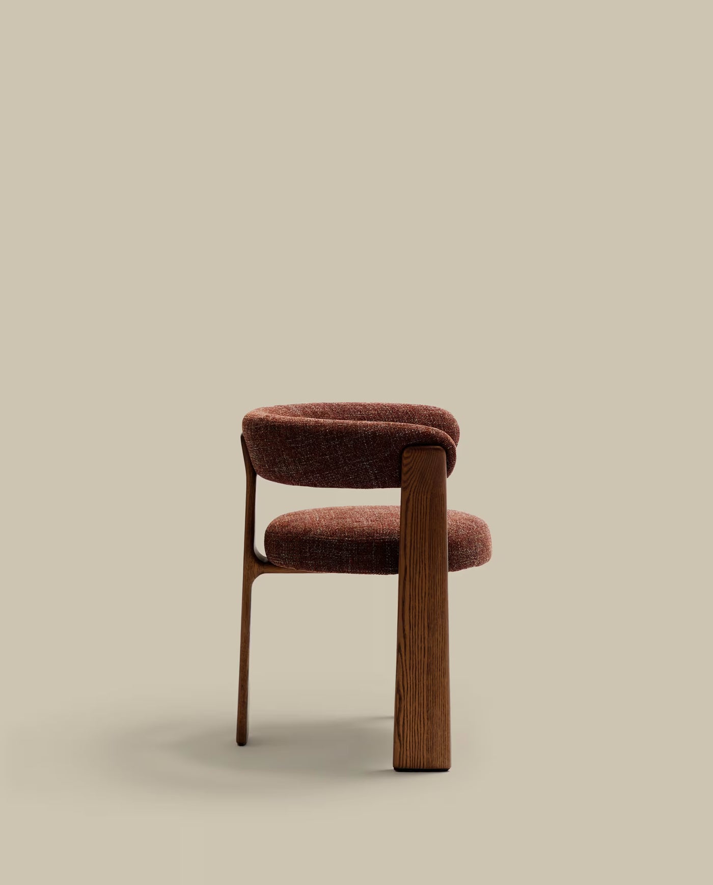 Chaise Oudi en Bois Massif et Tissu Texturé Vert Olive