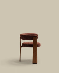 Chaise Oudi en Bois Massif et Tissu Texturé Vert Olive