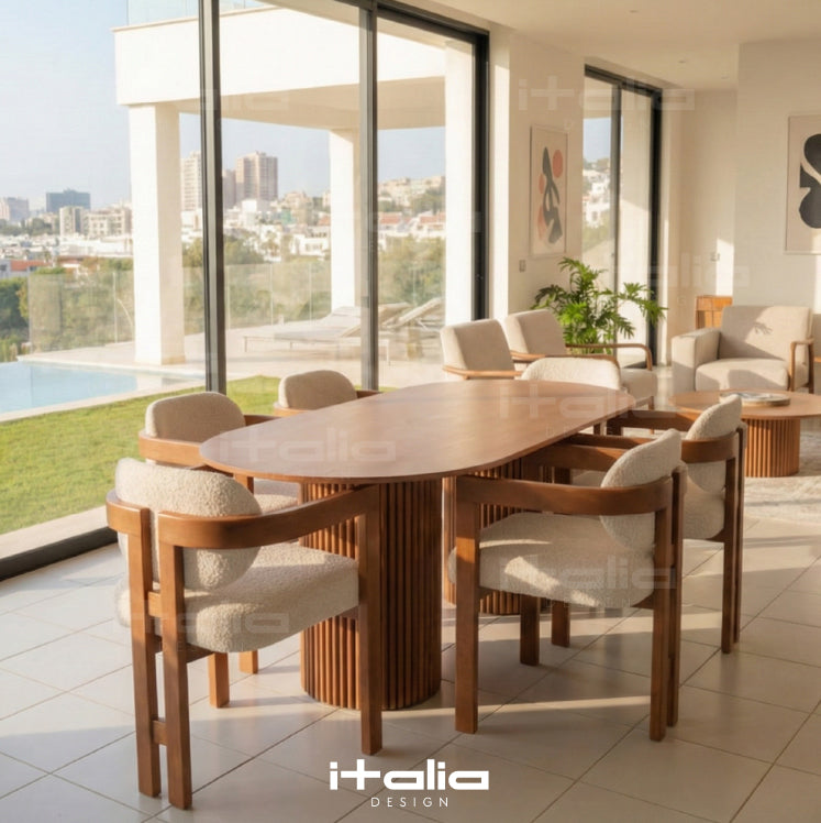Italia Signature Table à Manger Ovale + 6 Chaises