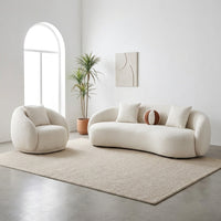 Minimal - Ensemble Canapé 3 Places et Fauteuil en Tissu Bouclé